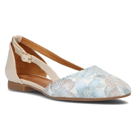 Lederschuhe Filippo 4972A beige und türkis 1