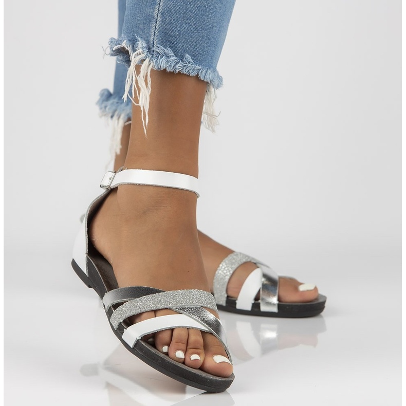 Ledersandalen Filippo 40225 weiß und silber silber- 1