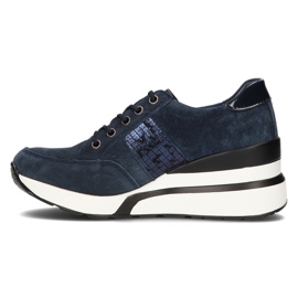 Lederturnschuhe Filippo DP3176 / 21 Nv marineblau 1
