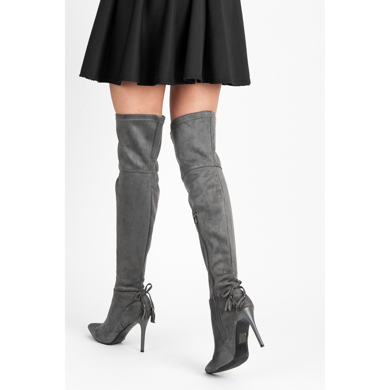 Vices Boho-Stiefel auf hohem Absatz grau 1