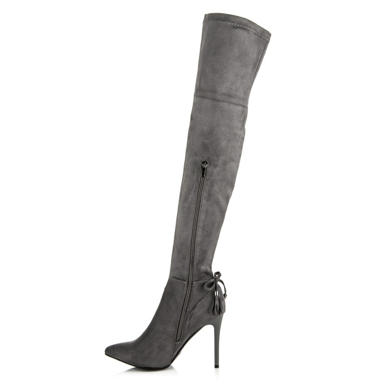 Vices Boho-Stiefel auf hohem Absatz grau 2