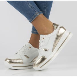 Lederturnschuhe Filippo DP3407 / 21 Wh weiß golden 1