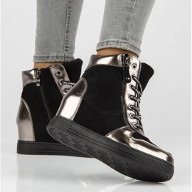 Lederstiefel Filippo DBT3148 / 21 Bk Gn dunkles Nickel schwarz silber- 1