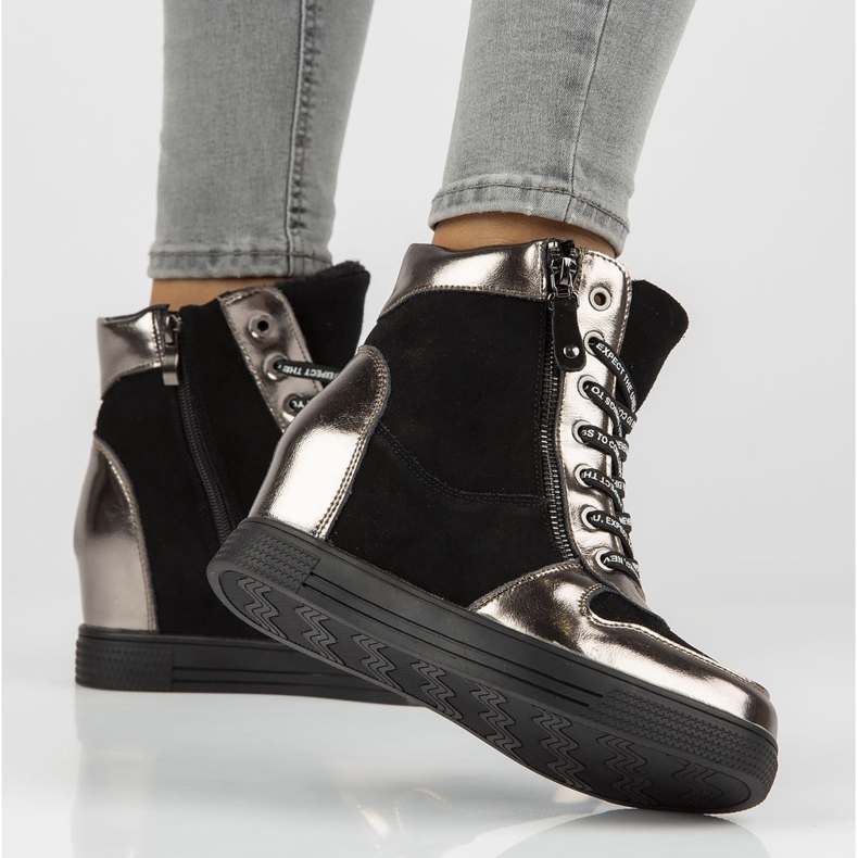 Lederstiefel Filippo DBT3148 / 21 Bk Gn dunkles Nickel schwarz silber- 1