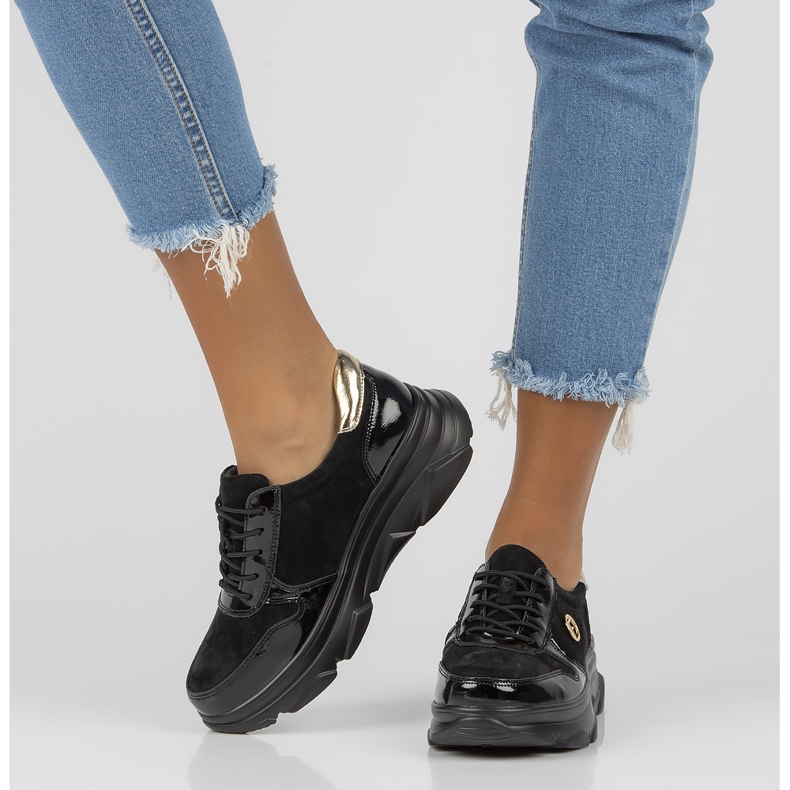 Lederturnschuhe Filippo DP3185 / 22 Bk schwarz 1