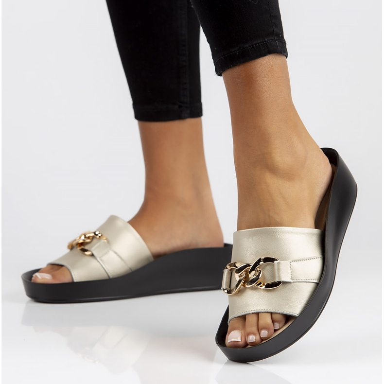 Lederpantoffeln Filippo DK3590 / 22 Gehen Sie golden 1