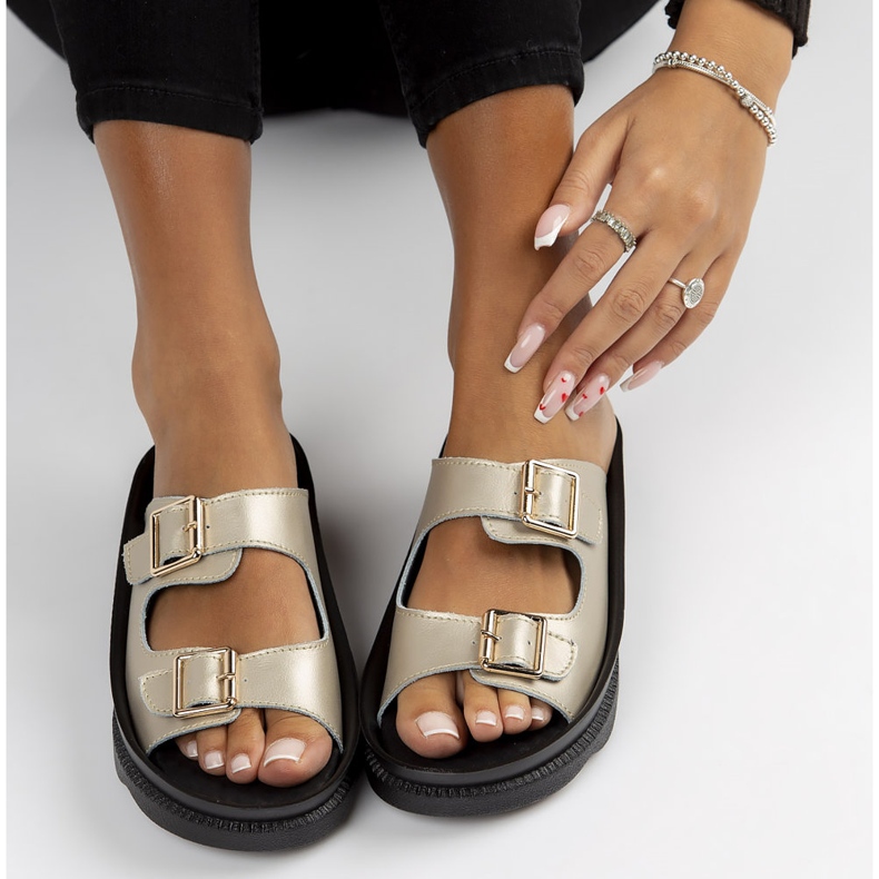 Lederpantoffeln Filippo DK3599 / 22 Gehen Sie golden 2