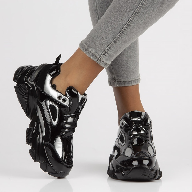 Lederturnschuhe Filippo BJ1848-SP Silber schwarz silber- 2