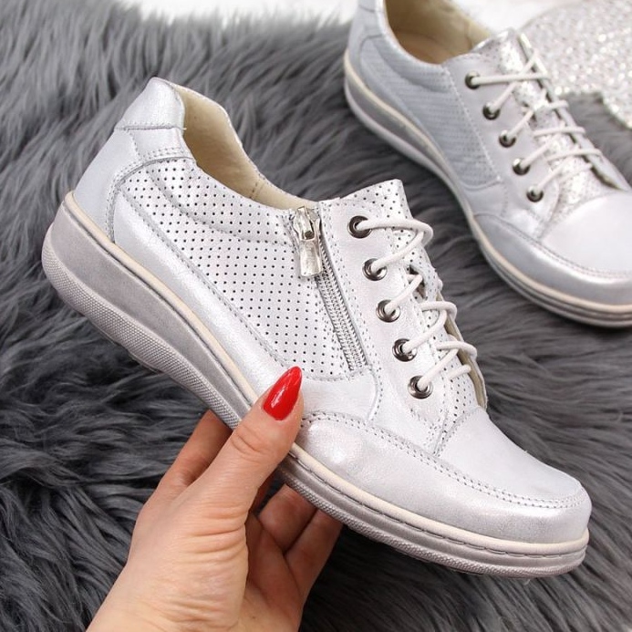 Lederschuhe mit Reißverschluss, Silber Helios W H357C 1