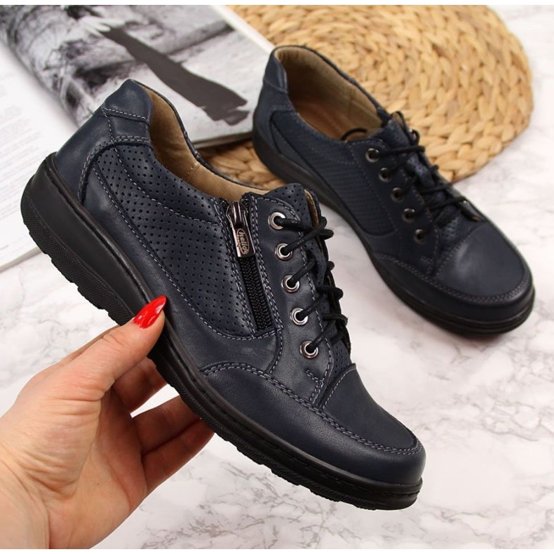 Lederschuhe mit Reißverschluss Helios W H357D marineblau 1