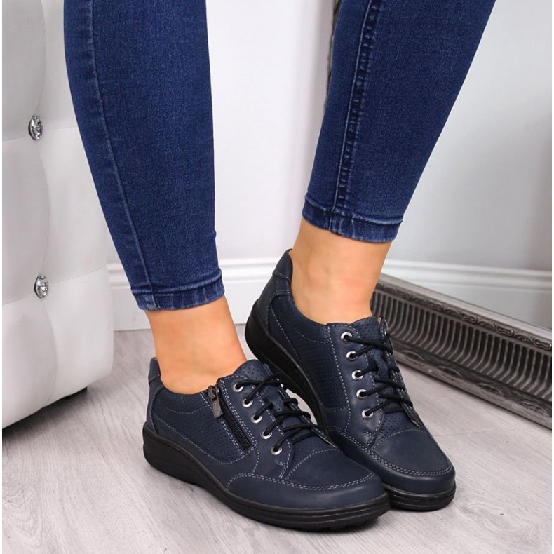 Lederschuhe mit Reißverschluss Helios W H357D marineblau navy blau 2