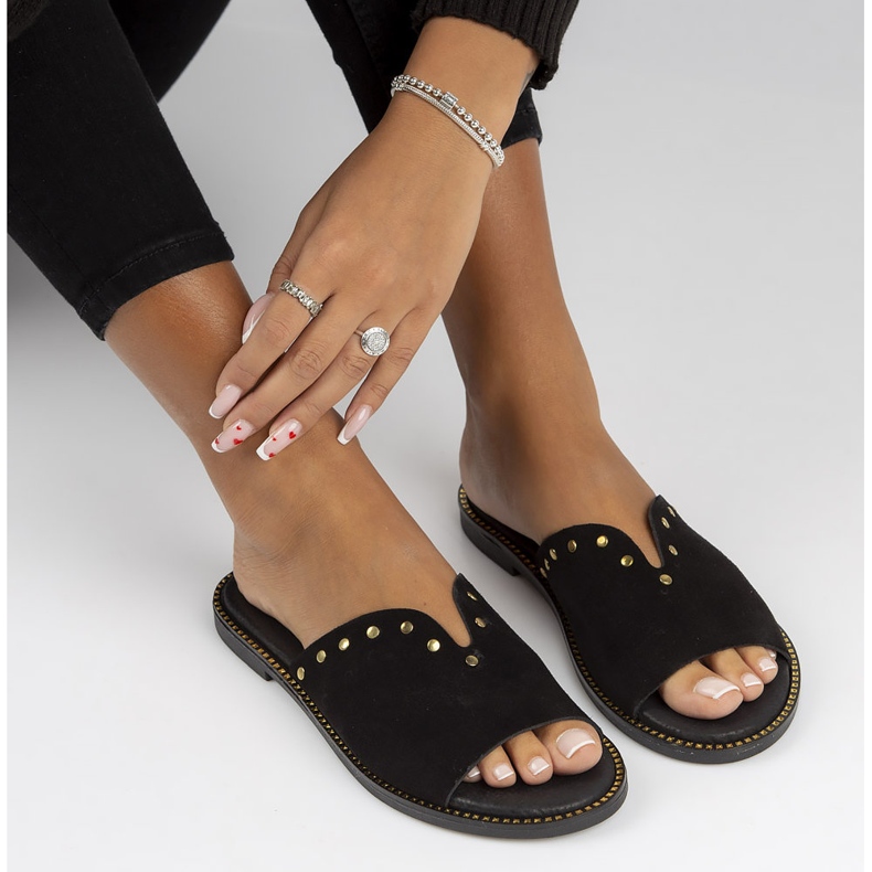 Leder Filippo LH-425 Hausschuhe schwarz 1