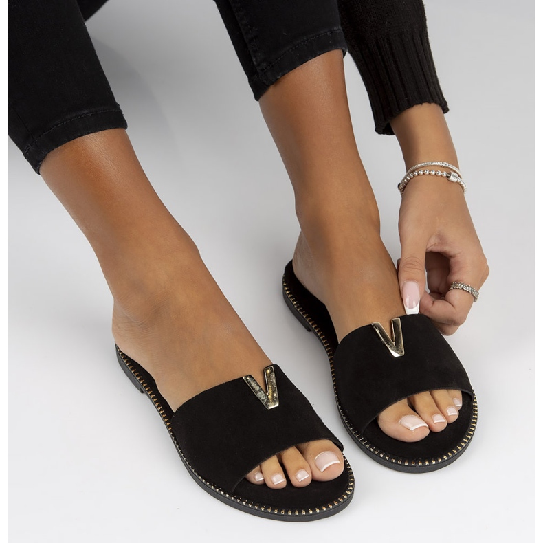 Lederpantoffeln Filippo LH-200 schwarz 1