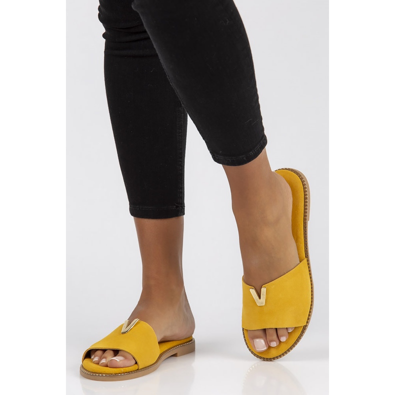 Leder Pantoffeln Filippo LH-200 gelb 1