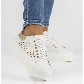 Lederschuhe FILIPPO DP3531 / 22 Wh weiß golden 1