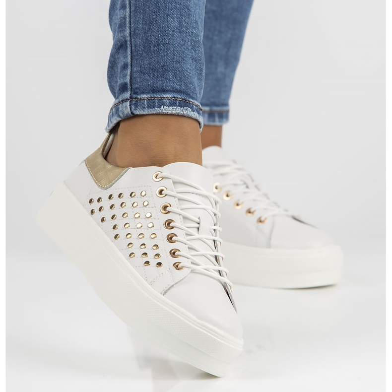 Lederschuhe FILIPPO DP3531 / 22 Wh weiß golden 1