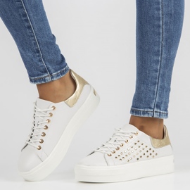 Lederschuhe FILIPPO DP3531 / 22 Wh weiß golden 2