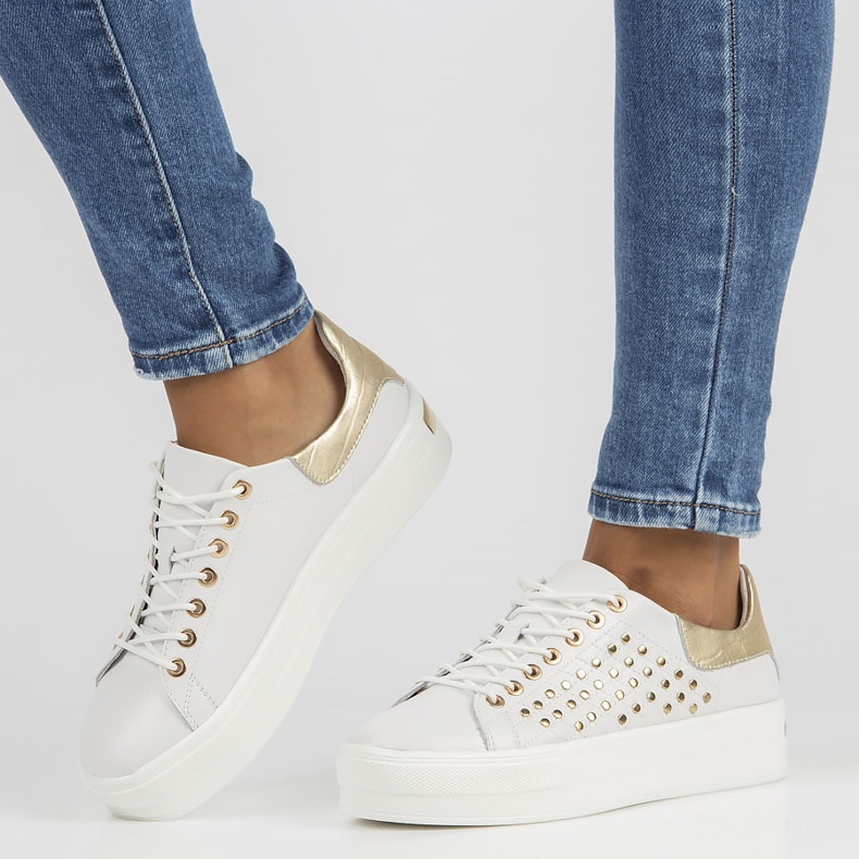 Lederschuhe FILIPPO DP3531 / 22 Wh weiß golden 2