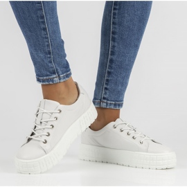 Lederturnschuhe FILIPPO DP3528 / 22 Wh weiß 2