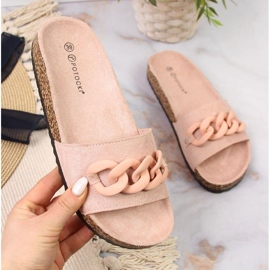 Hausschuhe mit Kette Potocki W WOL65 rosa 1