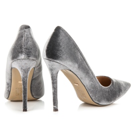 Vices Modische Pumps aus Velours grau 2