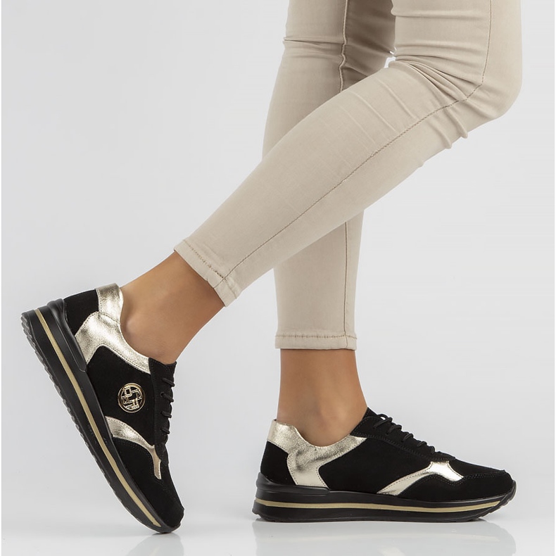 Lederturnschuhe Filippo DP3544 / 22 Bk schwarz golden 1