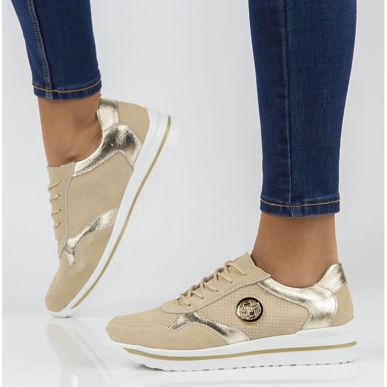 Lederturnschuhe Filippo DP3544 / 22 Seien Sie beige 2