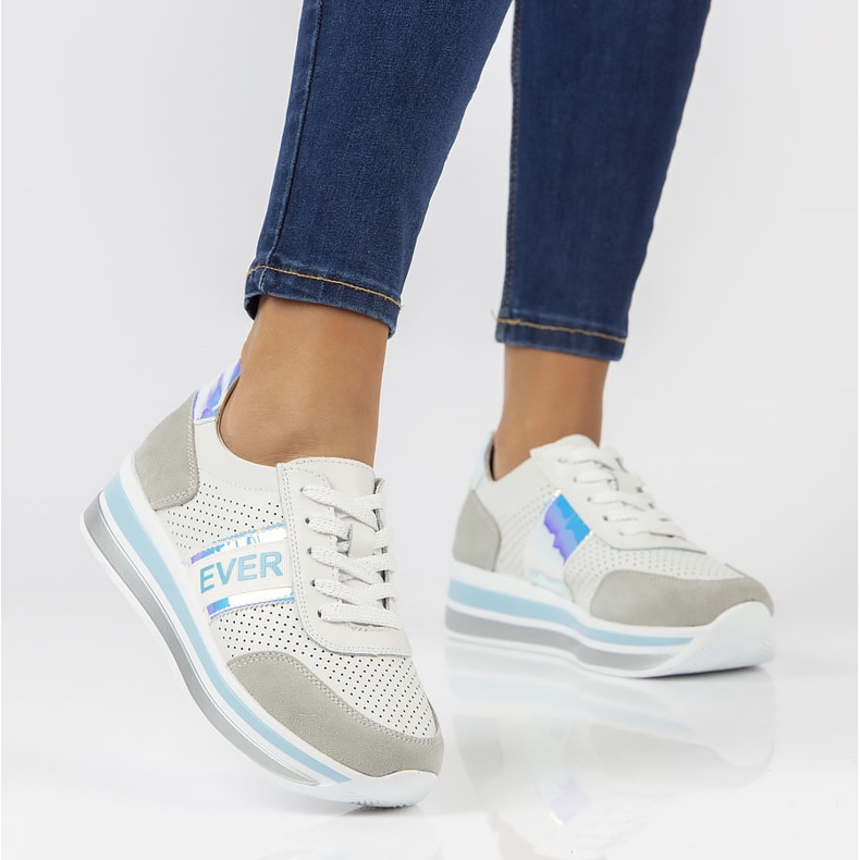 Lederturnschuhe Filippo DP1414 / 22 Bl blau weiß grau 1