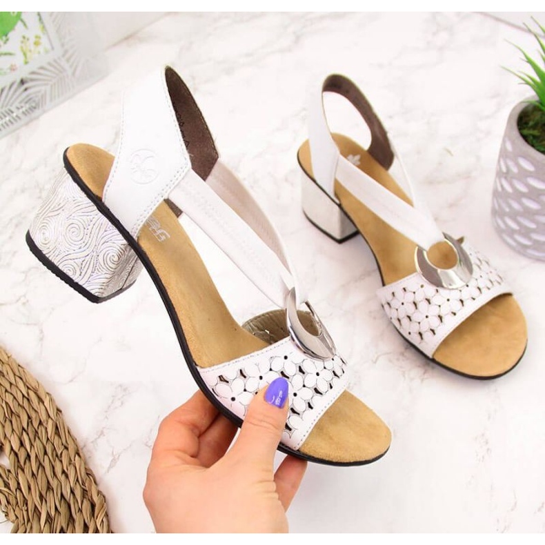 Ledersandalen mit Gummi Rieker W RKR433 weiß 1