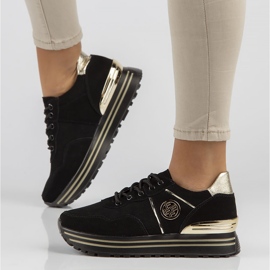 Lederturnschuhe Filippo DP3538 / 22 Bk Go schwarz 1