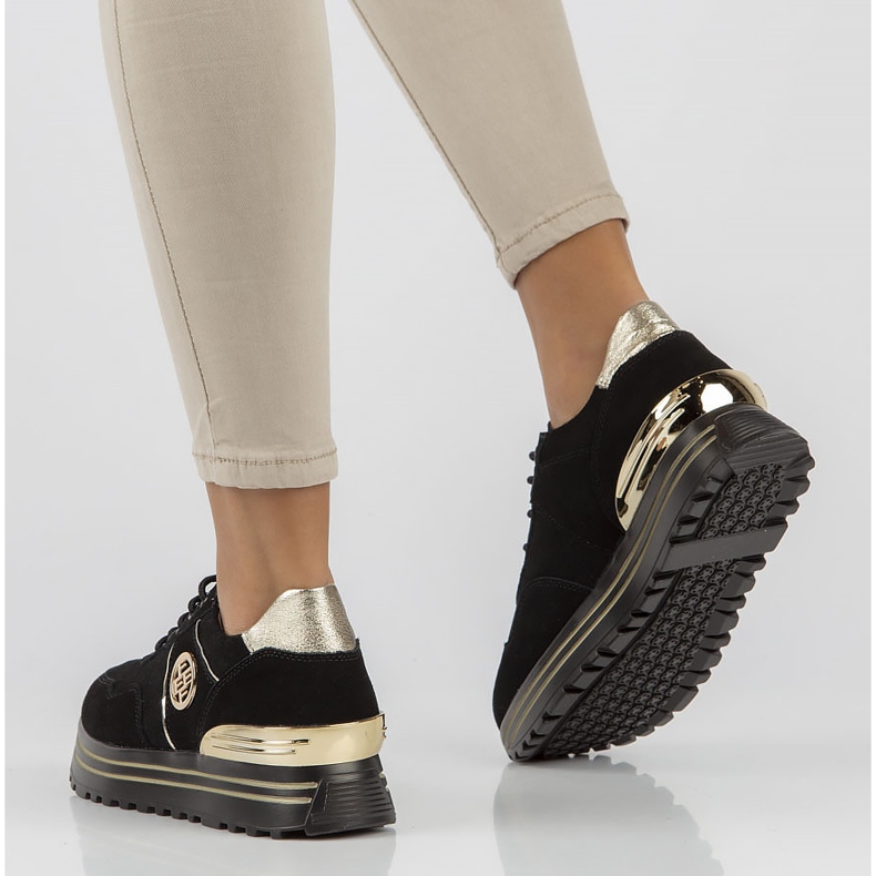 Lederturnschuhe Filippo DP3538 / 22 Bk Go schwarz 2