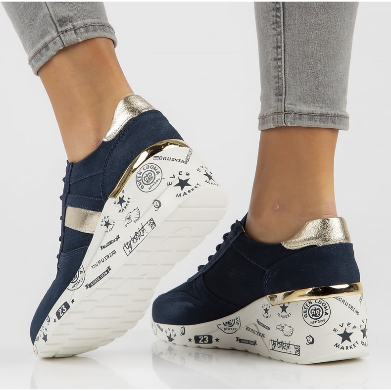 Lederturnschuhe Filippo DP3550 / 22 Nv marineblau navy blau golden 1