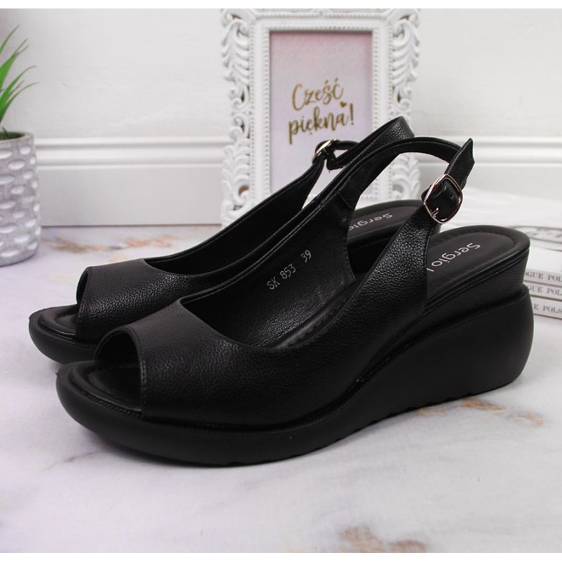 Schwarze Keilsandalen von Sergio Leone W SK368A 2