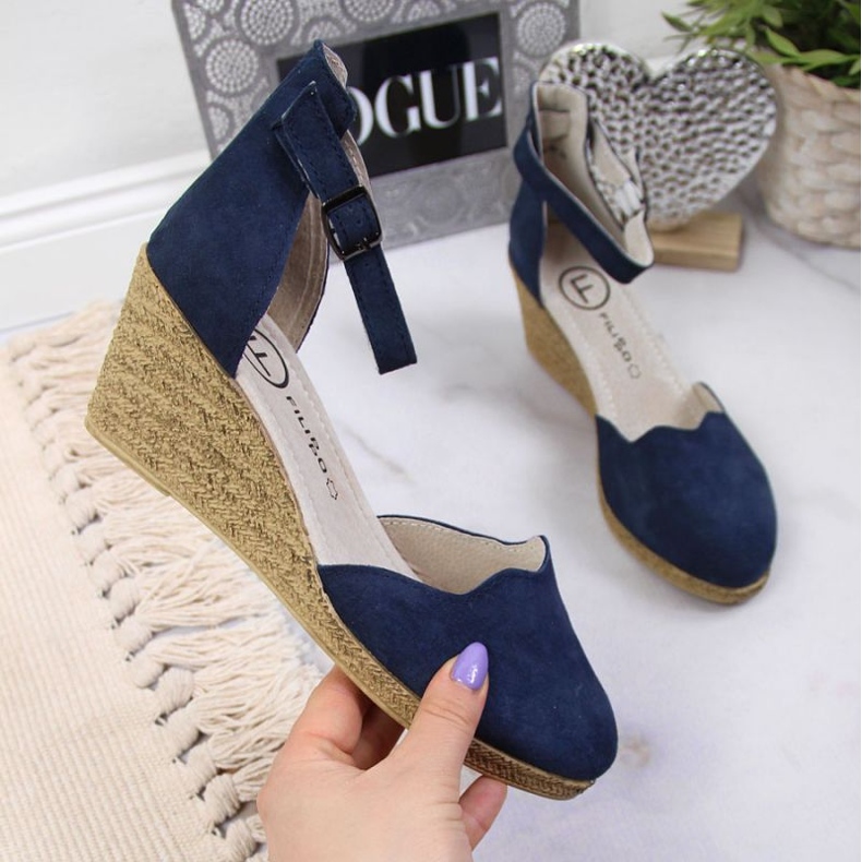 Ledersandalen auf dem Keil Filippo W PAW132D marineblau 1