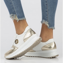 Ledersneaker Filippo DP3547 / 22 Wh Gehen Sie weiß golden 2