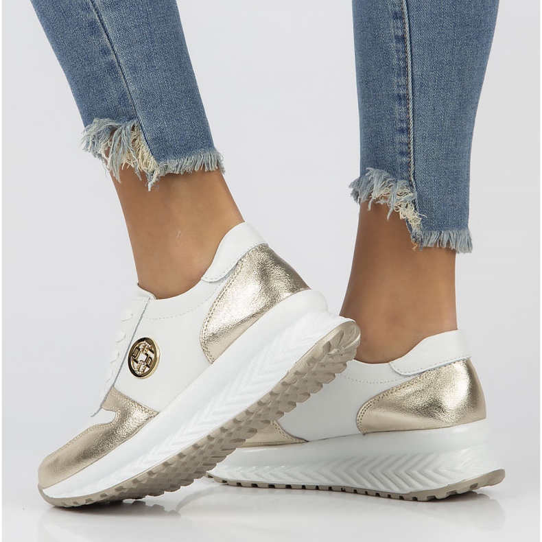 Ledersneaker Filippo DP3547 / 22 Wh Gehen Sie weiß golden 2