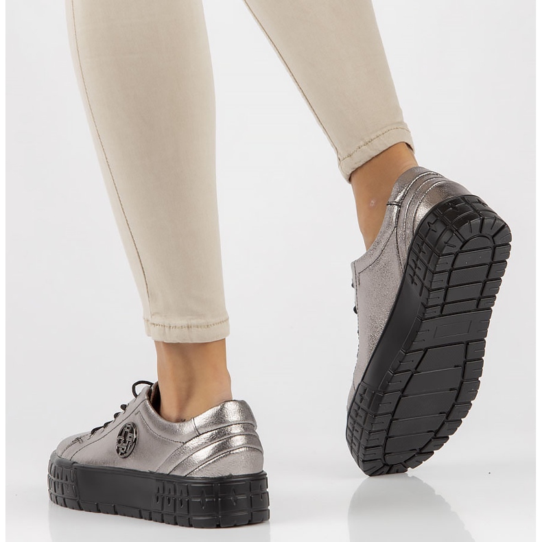 Lederturnschuhe FILIPPO DP3528 / 22 Gn Gun Metal silber- 2