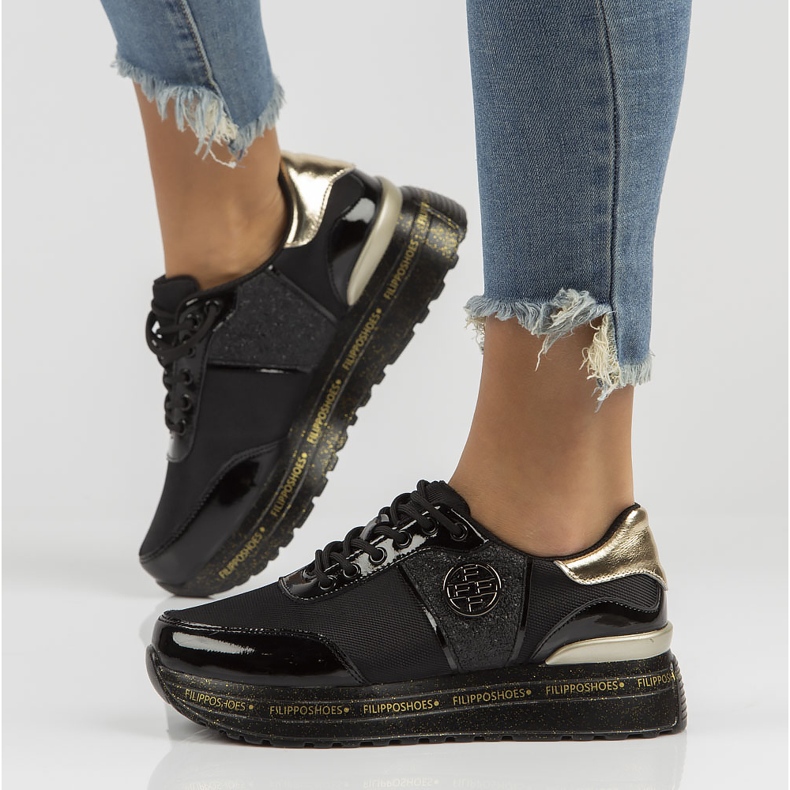 Lederturnschuhe Filippo DP3688 / 22 Bk schwarz 1