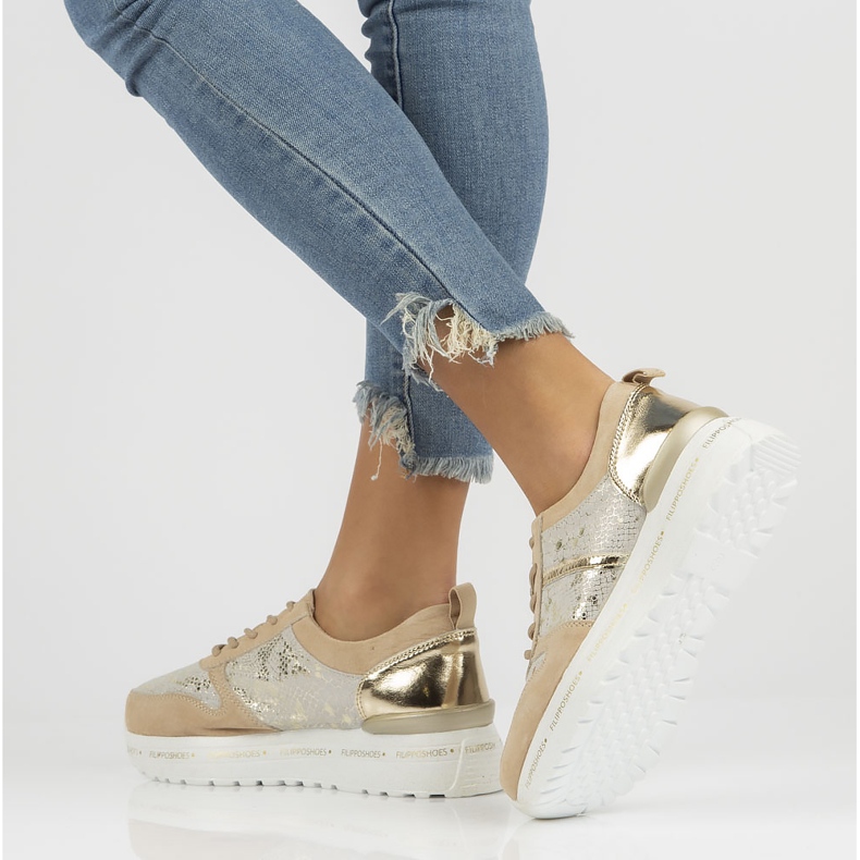 Ledersneaker Filippo DP3691 / 22 Be Go beige golden 2