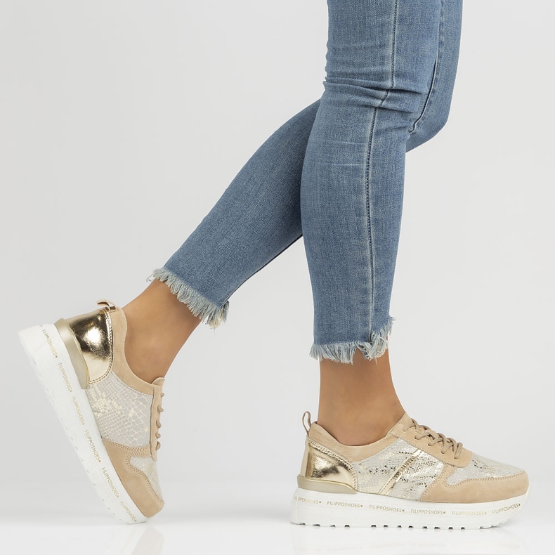 Ledersneaker Filippo DP3691 / 22 Be Go beige golden 1