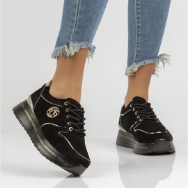 Lederturnschuhe Filippo DP3558 / 22 Bk schwarz golden 1