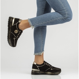 Lederturnschuhe Filippo DP3558 / 22 Bk schwarz golden 2