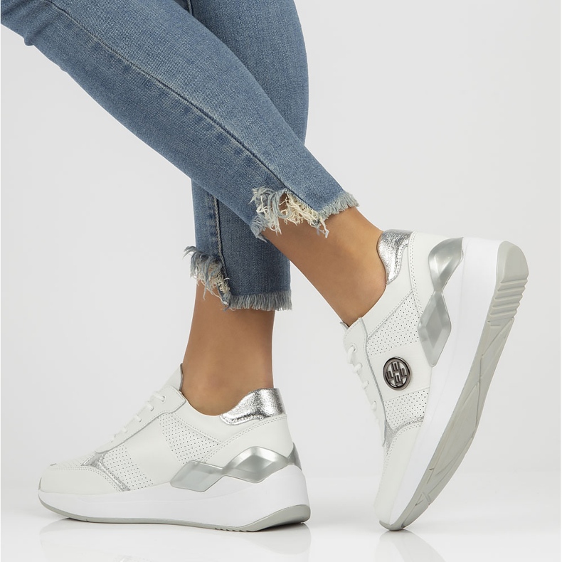 Lederturnschuhe Filippo DP3553 / 22 Wh weiß 1