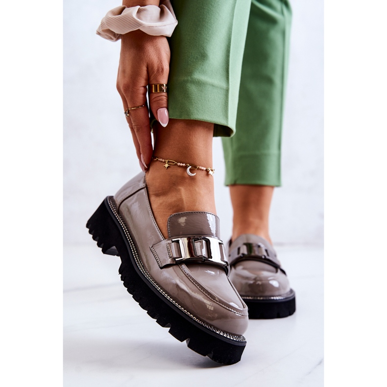 S.Barski Lackierte Lederschuhe Grau Corine 1