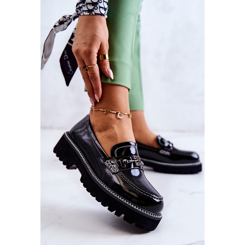 S.Barski Lacklederschuhe mit schwarzer Adison-Dekoration 1