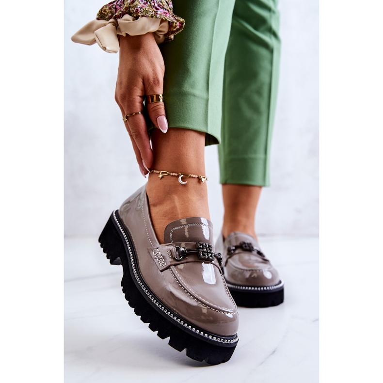 S.Barski Lacklederschuhe mit hellbrauner Adison-Dekoration mehrfarbig 1