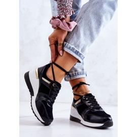 S.Barski Sportschuhe aus schwarzem und weißem Rayana-Leder auf Keilabsatz 2