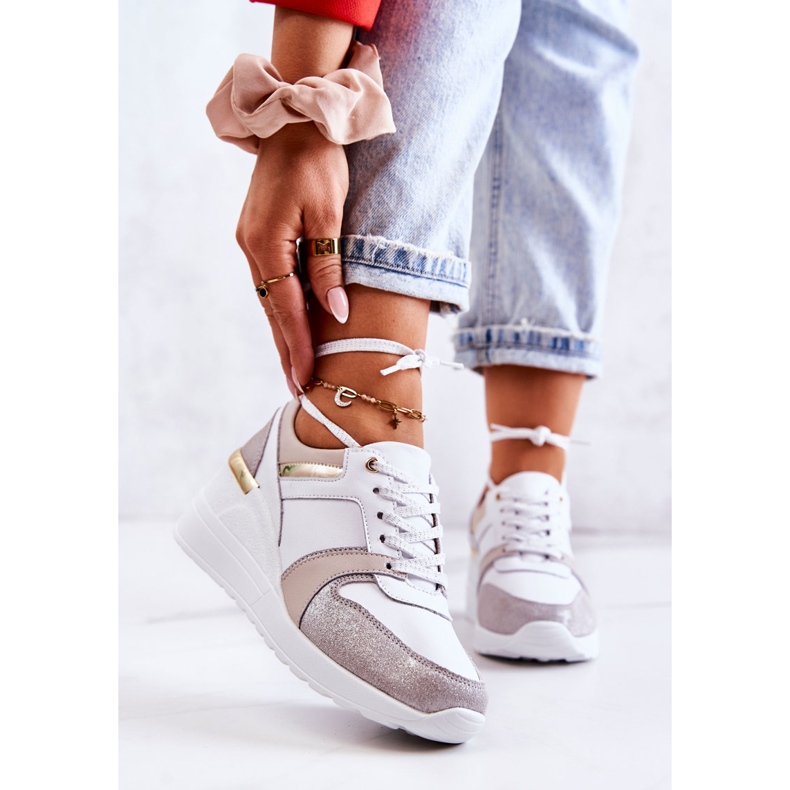 S.Barski Sportschuhe aus Leder auf einem weißen und grauen Rayana-Keil 2