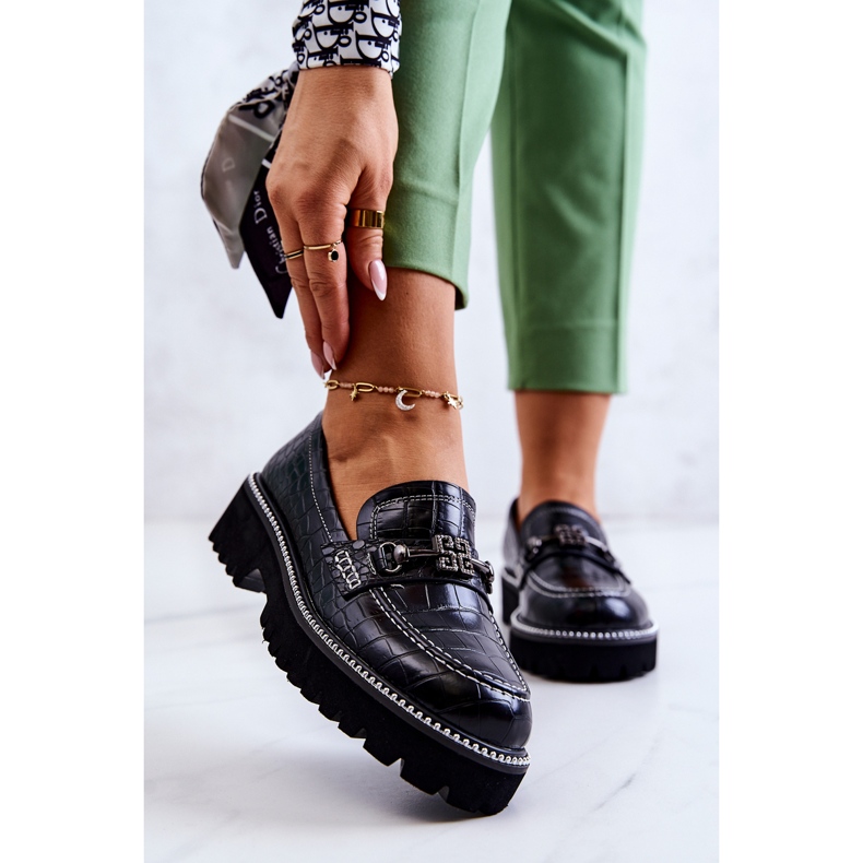 S.Barski Schlangenlederschuhe mit schwarzer Adison-Dekoration 2