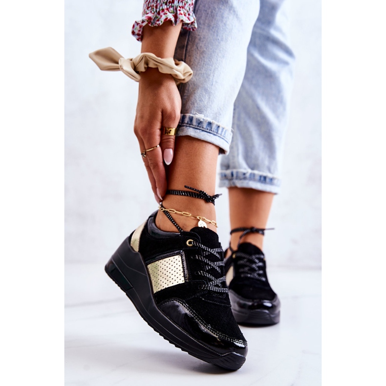 S.Barski Sportschuhe aus Wildleder für Damen auf einem Keil Schwarz Larson 1